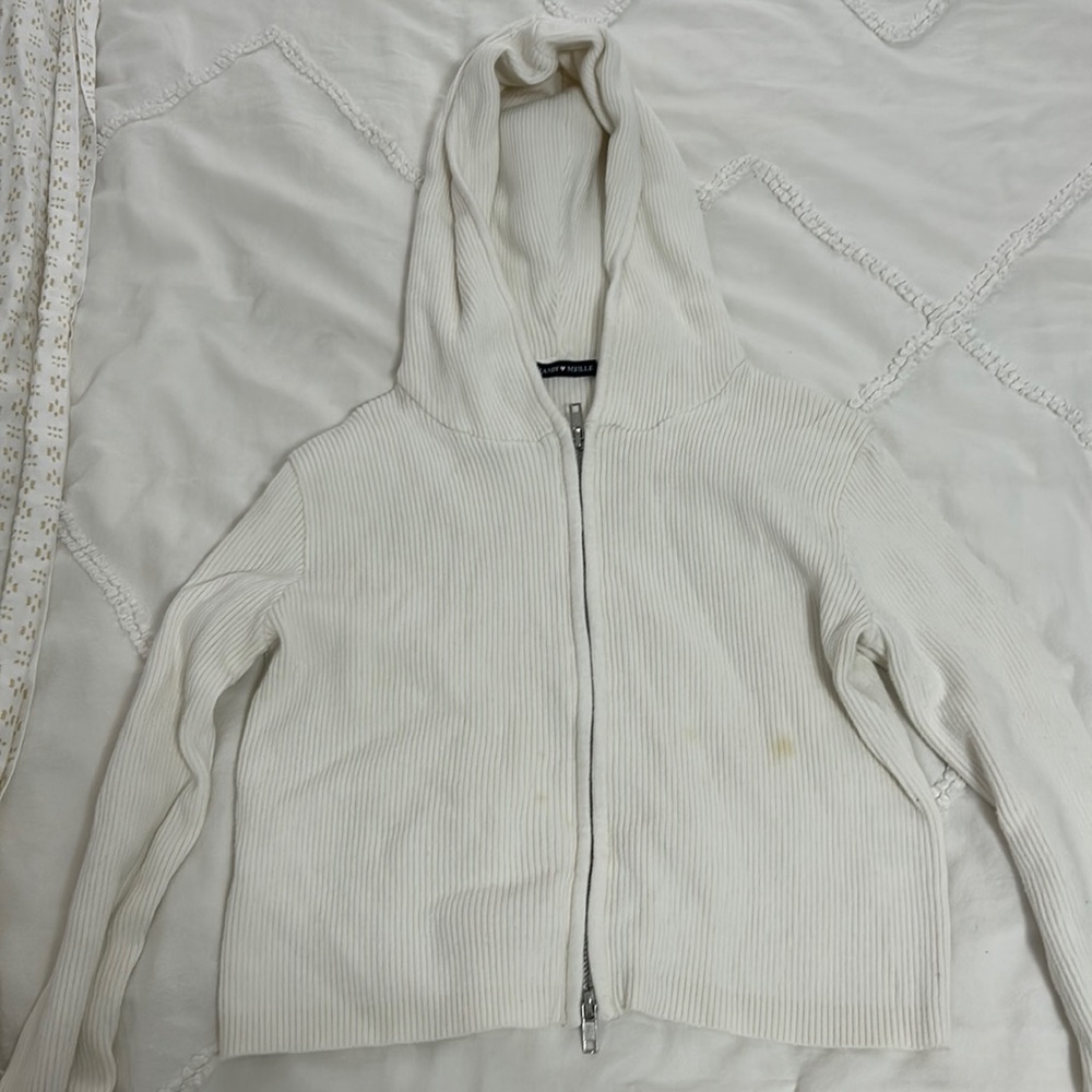 Brandy Melville Ribbed Cropped Zip Up